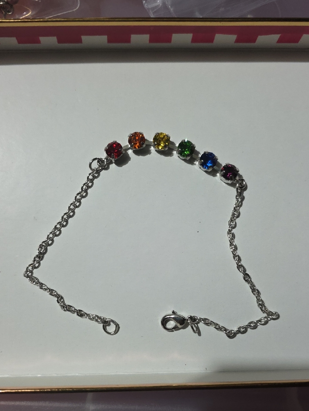 Silver Rainbow Crystal Bracelet - Multi Color Women Jewelry